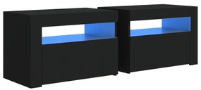 3080735 vidaXL Noptiere cu LED-uri, 2 buc., negru, 60x35x40 cm