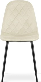 Scaun de catifea bej ASTI cu picioare negre