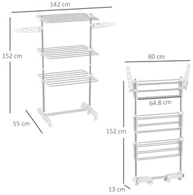 HOMCOM suport de uscat rufe reglabil, 80-142x55x152cm | Aosom Romania