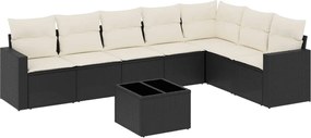 vidaXL Set mobilier de grădină cu perne, 8 piese, negru, poliratan