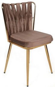 Set de scaune de sufragerie Kusakli Light Brownand Gold, 4 buc., 4 buc