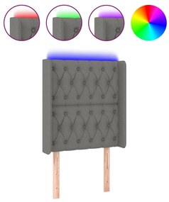 vidaXL Tăblie de pat cu LED, gri închis, 83x16x118/128 cm, textil