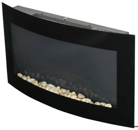 HOMCOM Șemineu Electric Încorporat cu Lumină LED în 7 Culori, Temperatură 15-30°C și Telecomandă, 89,2x13,5x48 cm, Negru | Aosom Romania