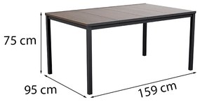 Masă de grădină Porto 160 din plastic, nuc