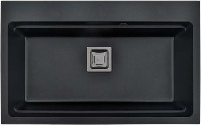 Chiuveta compozit Inter Ceramic finisaj granit negru 78x48 cm