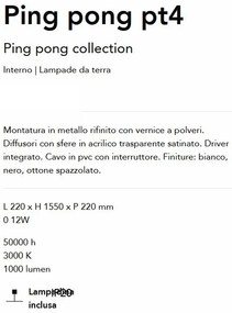 Lampadar LED design minimalist Ping pong pt4 alb