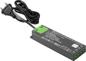 Transformator Easy Click GTV pentru bandă LED, 20W, 24V, IP20, 4 ieșiri Mini AMP, cablu 1,5 m 20 W, 24 V, 1.5 m, Plastic, Easy Click