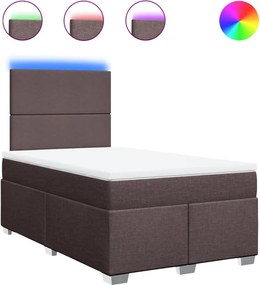 vidaXL Pat box spring cu saltea, maro închis, 120x190 cm, textil