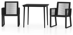 Set de mobilier pentru gradina, 3 piese, negru Lungime masa 80 cm, 3