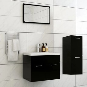vidaXL Set mobilier de baie, negru, lemn prelucrat