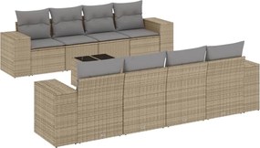 vidaXL Set canapele de grădină, 9 piese, cu perne, bej, poliratan