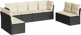 vidaXL Set mobilier de grădină cu perne, 8 piese, negru, poliratan