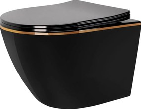 Vas WC suspendabil Rea Carlo Mini Tornado Black Gold Egde