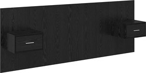 vidaXL Tăblie cu Noptieră cu sertar 3 pcs Stejar Negru Lemn compozit