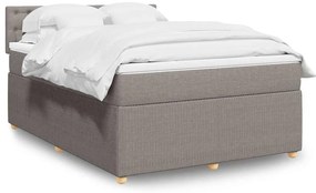 vidaXL Pat box spring cu saltea, gri taupe, 140x200 cm, textil