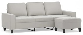 3153534 vidaXL Canapea cu 3 locuri și taburet, gri închis, 180 cm, microfibră