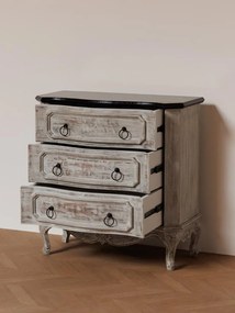 Comoda din lemn de mango, cu 3 sertare, aspect vintage, Antique