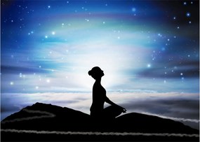 Tablou pe sticlă - Femaia meditând (70x50 cm)