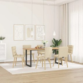 vidaXL Scaune de sufragerie, 6 buc., crem, țesătură