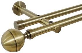 Galerie dubla picior universal fara inele prindere perete kula lux 19/19 mm aur antic (Alege marime: 120 cm)