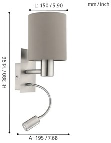 Eglo 96478 - Lampă LED flexibilă PASTERI 1xE27/40W+LED/3,8W taupe