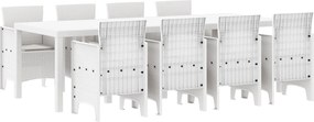 vidaXL Set de masă pentru grădină 9 pcs Alb Polipropilenă