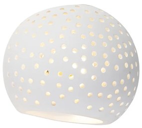Lampă de perete sferică vintage tencuială albă - Blur