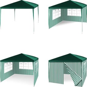 Cort de petrecere în grădină - verde 3 x 3 m + 2 pereți late