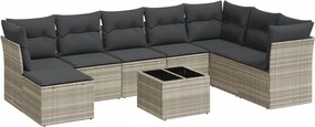 vidaXL Set canapele de grădină cu perne, 9 piese gri deschis poliratan