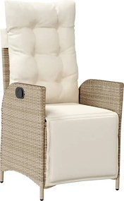 vidaXL Scaun de grădină rabarabil cu suport picioare, bej, poliratan