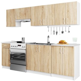 Set mobilier bucătărie 240 cm Lula TYP2 (Alb + Stejar sonoma). 1068637