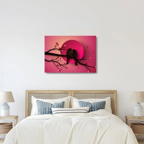 Tablou pe sticlă - Păsări îndrăgostite (70x50 cm)