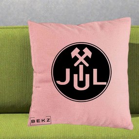Perna Personalizata JUL Jiul Lupeni Fotbal, 40x40 cm, Roz, Husa Detasabila, Perna Inclusa, BEKZ®