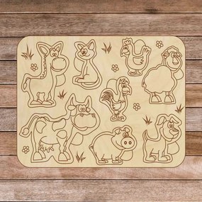 SENTOP | Puzzle pentru copii din lemn - Animale de fermă 8 piese | SENTOP