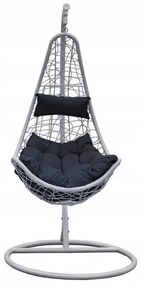 Scaun leagan suspendat, Jumi, poliratan, otel, gri/antracit, max 120 kg, 79x70x120 cm