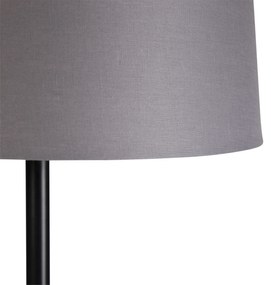 Lampă de podea neagră cu nuanță de in gri închis 45 cm - Simplo