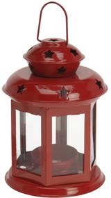 Felinar metalic Tharsis, pentru lumânare tip, roșu, 14 cm