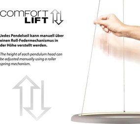 Schöner Wohnen QUILLO 15570-39-LED, lustră suspendată pe cablu, LED 36W, 230V, Ø60 cm, gri, compatibilă cu dimmer