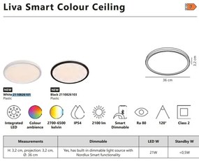 Plafoniera LED RGB CCT, IP54 Liva Smart negru, 36cm