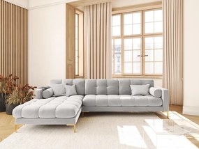 Colțar tapițat Bali, Silver/5 locuri/picioare gold/partea stângă/ L293 x l185 x h75