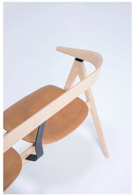 Bancă din lemn de stejar Gazzda Ava, șezut din piele