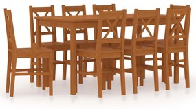283380 vidaXL Set mobilier de bucătărie, 9 piese, maro miere, lemn de pin