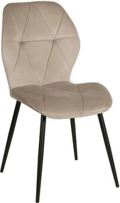 Scaun KEN, bej inchis/negru, stofa catifelata/metal, 47x55x87 cm