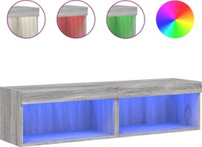 vidaXL Comode TV cu lumini LED, 2 buc., gri sonoma, 60x30x30 cm