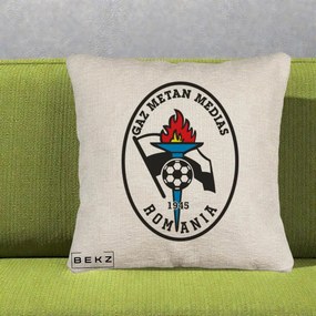 Perna Personalizata Gaz Metan Medias 1945 Fotbal, 40x40 cm, Bej Canapea, Husa Detasabila, Perna Inclusa, BEKZ®