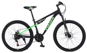 Bicicleta Caraiman, roti 26 inch, cu dubla suspensie, frane pe disc, negru cu verde, BC79