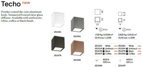 Spot aplicat modern TECHO PL1 SMALL NERO