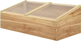 Outsunny Mini seră de grădină Seră pentru răsaduri dim. 100L x 50l x 36H cm Acoperiş 2 pante rabatabile independent Panouri din policarbonat Lemn de brad pre-uleiat | Aosom Romania