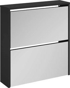 vidaXL Pantofar cu oglindă, 2 niveluri, negru, 63x17x67 cm