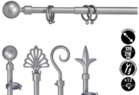 Galerie de metal gri VALANCE GLOBE 120-210 cm